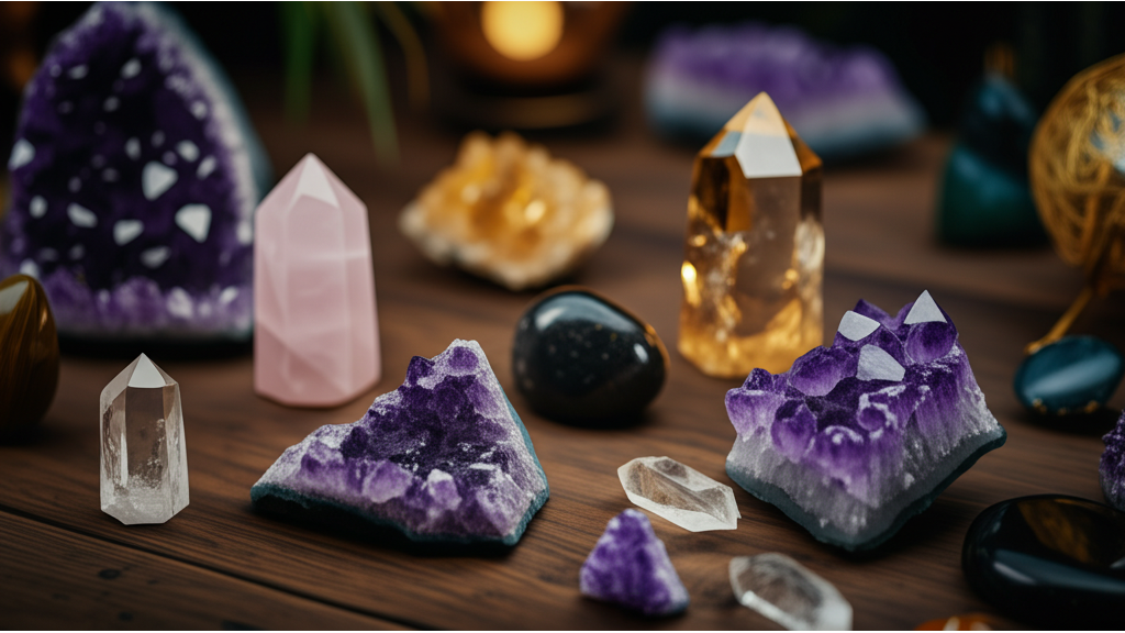6種通靈水晶能量頻率_紫水晶_白水晶_煙水晶_粉晶_黃水晶_黑曜石的特性與用途