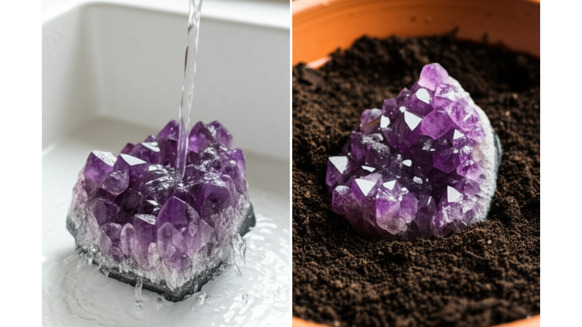 晶簇進階淨化_水_土淨化法注意事項_3種晶簇淨化差異與替代方案
