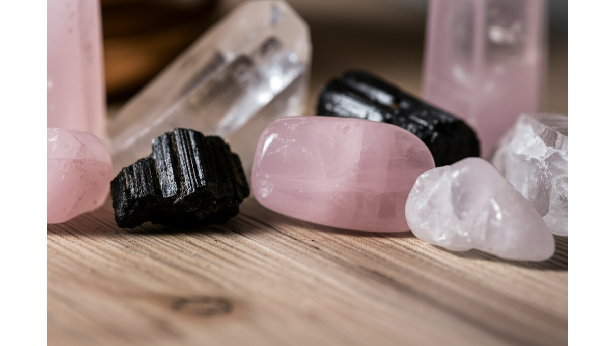 療癒水晶進階_粉晶_黑碧璽_芙蓉水晶舒緩壓力_提升安全感與工作效率