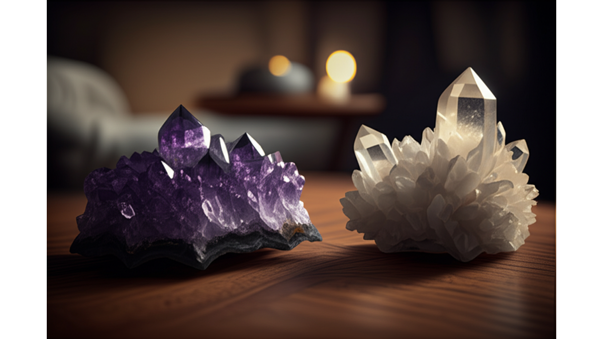 紫水晶柱搭配技巧_與白水晶_黃水晶增強能量_避免與火_金屬過度搭配