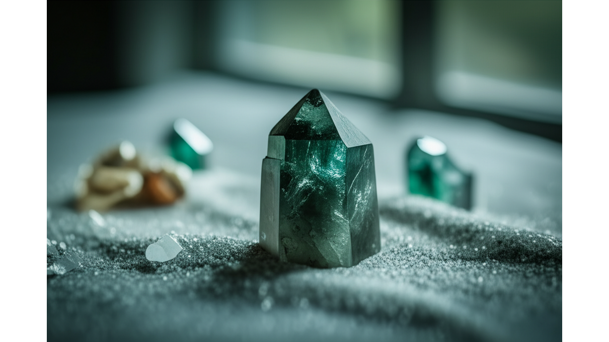 綠幽靈水晶柱能量淨化_3種方法_尺寸對應時間_每月淨化一次