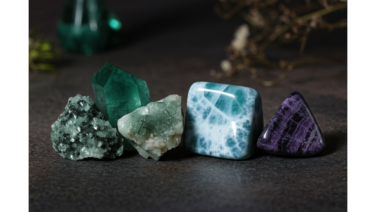 綠色水晶家族4大成員_綠髮晶_綠幽靈_海紋石_綠龍晶價格與特性比較