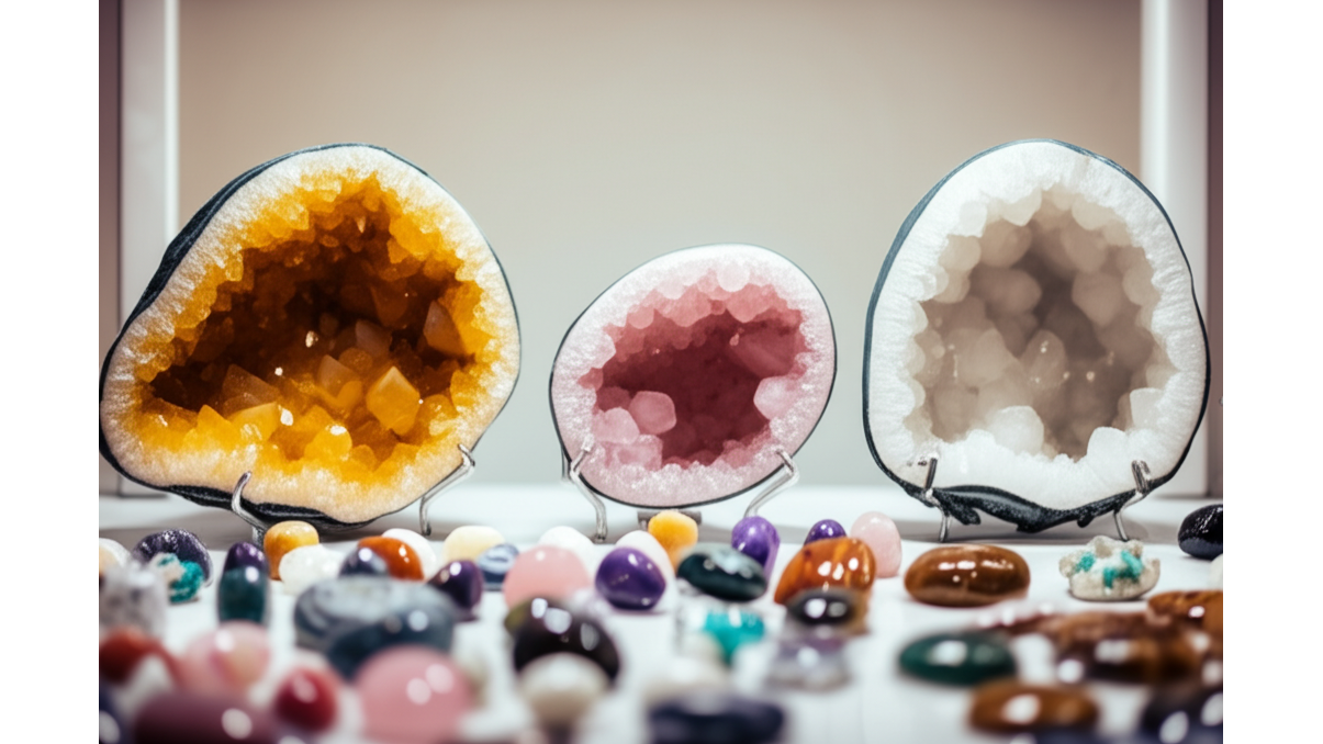 黃水晶_粉水晶_白水晶洞_財運_愛情_淨化_3種水晶洞的空間擺放建議